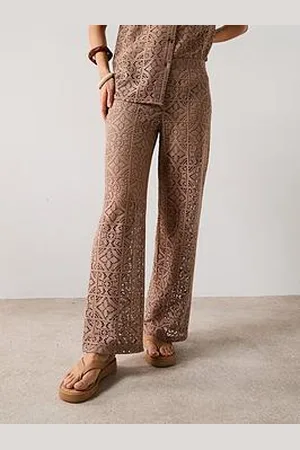 Very Lace Co-Ord Trousers - Brown