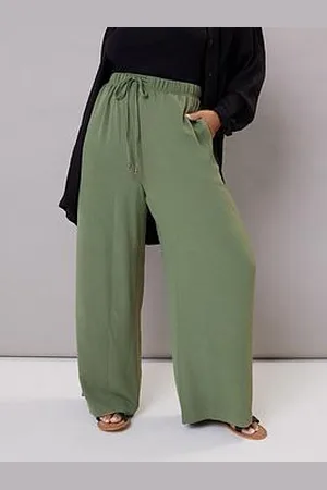 Yours Curve Washed Twill Wide Leg Trouser