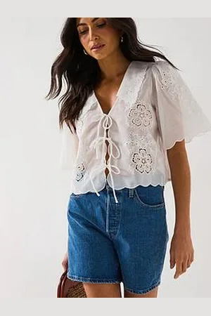 Very Sheer Tie Front Blouse