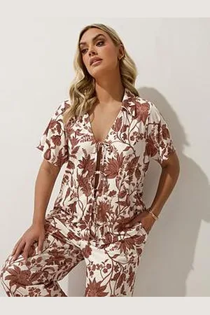 Yours Curve Floral Textured Tie Shirt
