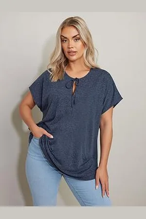 Yours Curve Tie Neck Grown On Sleeve Top