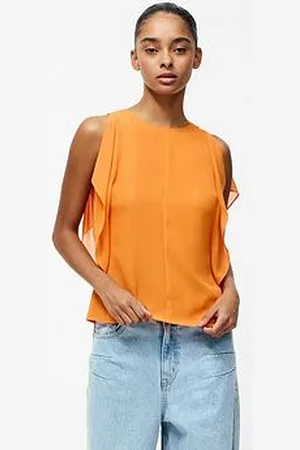 French Connection Flutter Short Sleeve Round Neck Blouse