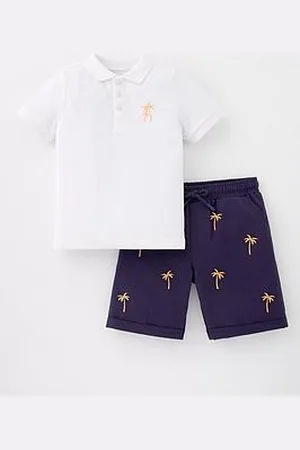 Very Boys Short Sleeve Polo And Embroidered Short Set