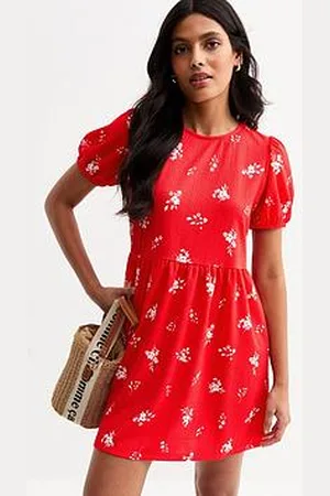 New Look Floral Print Tie Back Mini Dress