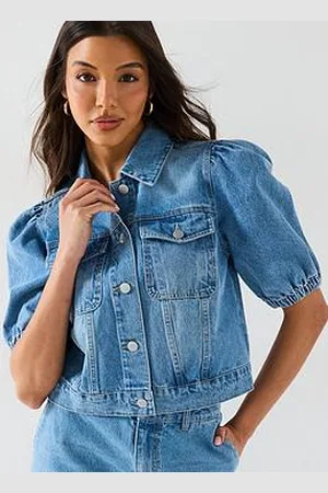 Very Puff Sleeve Denim Jacket Co-Ord - Mid Wash