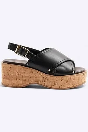 River Island Cross Strap Sling Back Wedge