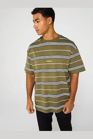 HUGO BOSS Blue Nostrilio Striped Loose Fit T-Shirt - Green