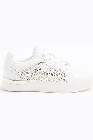 River Island Girls Flower Laser Cut Trainers
