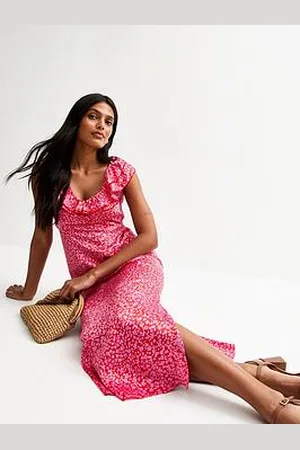 New Look Floral Print Satin Midi Dress