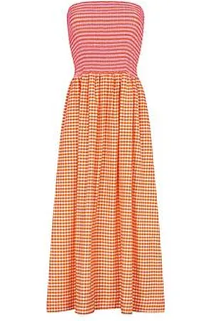 Pitusa Strapless Smocked Midi Beach Dress