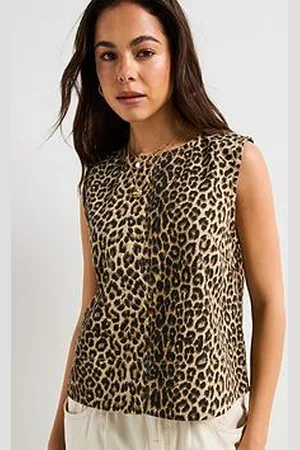 Pieces® Leopard Print Denim Waistcoat