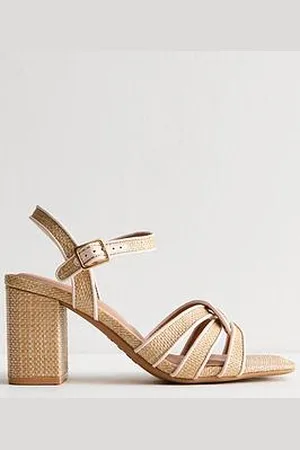 New Look Camel Raffia Look Twist Strap Sandals