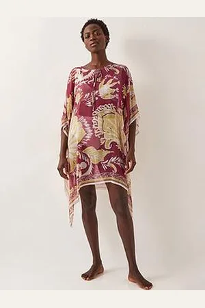 Monsoon Misha Print Kaftan - Burgundy