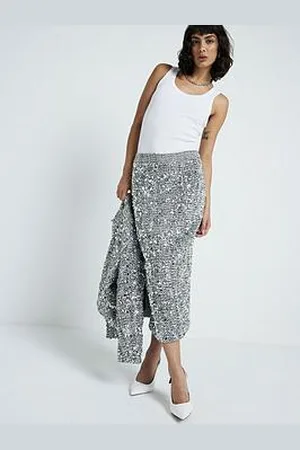 River Island Boucle Sparkle Pencil Skirt