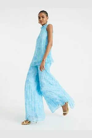 River Island Wide Leg Plisse Trouser
