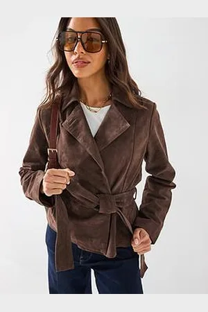 Very Belted Real Suede Jacket - Chocolate