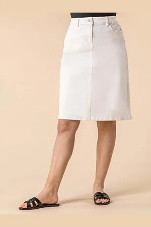 Roman Cotton Denim Stretch A Line Skirt