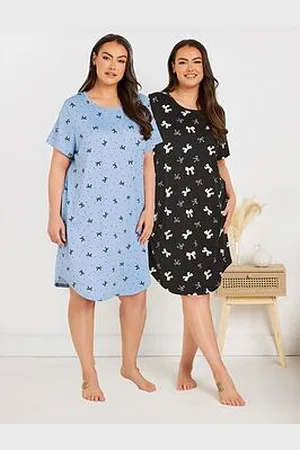 Yours Curve 2 Pack Bows Dipped Back Nightdress
