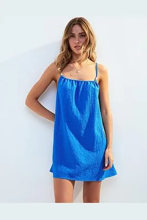 New Look Bright Textured Beaded Strap Beach Mini Dress