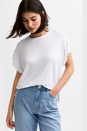 New Look Textured Frilly Trim Top