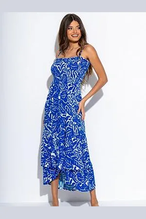 Pour Moi Strapless Asymmetric Tiered Woven Maxi Dress
