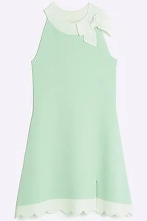 River Island Girls Bow Detail Scallop Hem Dress - Mint