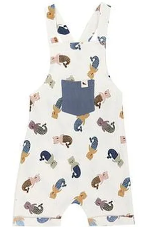 TURTLEDOVE Kids Merbear Shortie Dungarees