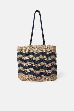 Accessorize Chevron Slouch Raffia Shoulder Bag
