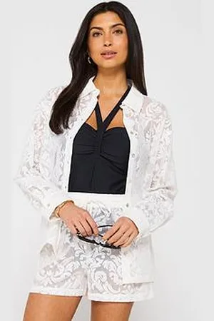 Very Sheer Lace Oversized Beach Shirt