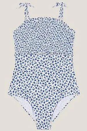 Monsoon Girls Ditsy Floral Smocked Swimsuit