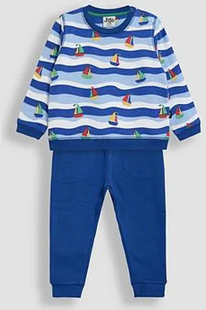 JoJo Maman Bébé Boys 2-Piece Sailboat Print Sweatshirt & Jogger Set