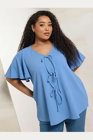 Yours Curve Bow Front Angel Sleeve Top
