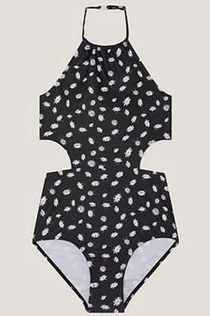 Monsoon Girls Ditsy Print Cut-Out Swimsuit