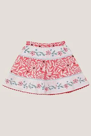 Monsoon Girls Floral Print Tiered Skirt