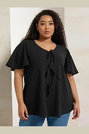 Yours Curve Bow Front Angel Sleeve Top