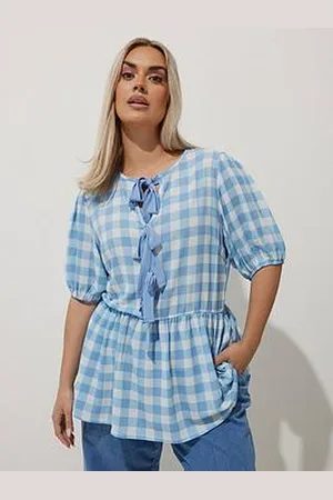 Yours Curve Gingham Bow Top