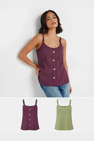 PixieGirl Petite 2 Pack Button Front Rib Vest - /Green