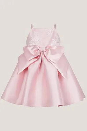 Monsoon Baby Girls Juniper Satin Lace Bow Bridesmaid Dress
