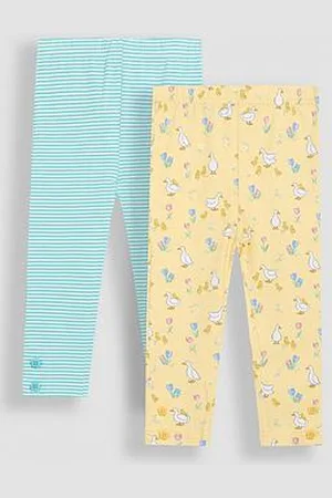 JoJo Maman Bébé Girls 2-Pack Duck Floral Leggings