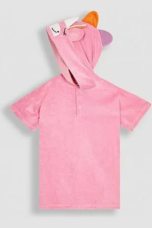 JoJo Maman Bébé Girls Unicorn Towelling Hooded Poncho