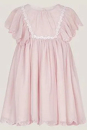 Monsoon Baby Girls Summer Flutter Sleeve Scallop Dress
