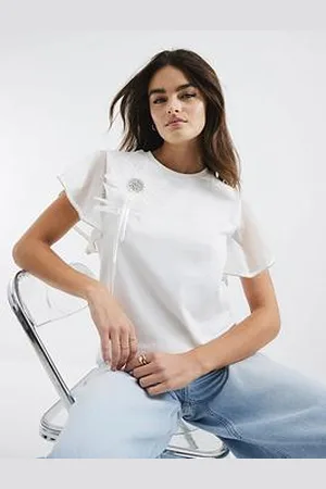 River Island Diamante Flower Trim Top