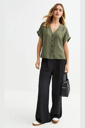 New Look Pleated Front Wide Leg Trousers