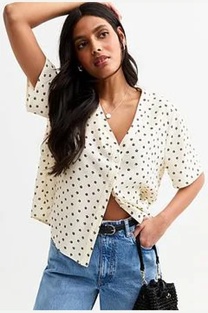 New Look Off White Daisy Print Button Up Top