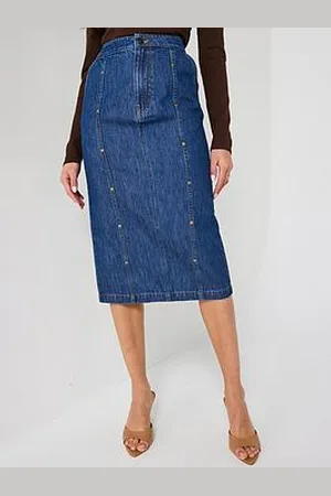 Very Stud Detail Panelled Midi Skirt