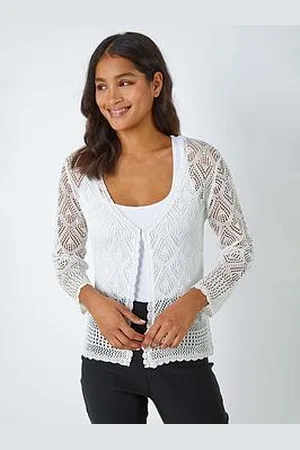 Roman Knitted Crochet Shimmer Shrug