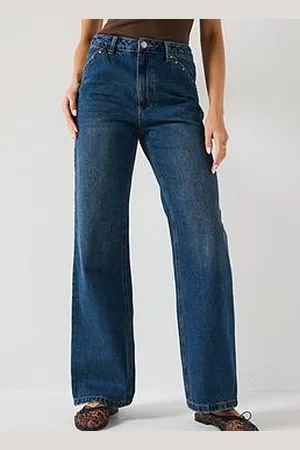 Very Stud Trim Wide Leg Jeans