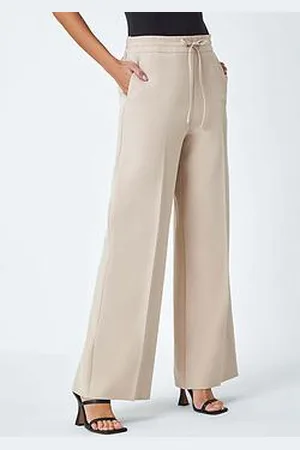 Roman Wide Leg Tie Front Stretch Trouser