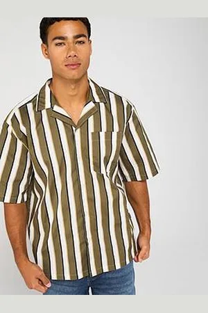 HUGO BOSS Blue Eligino Relaxed Striped Short Sleeve Shirt - Green