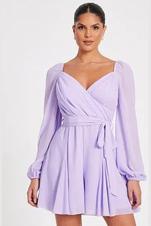 Quiz Lilac Chiffon Tie Waist Playsuit